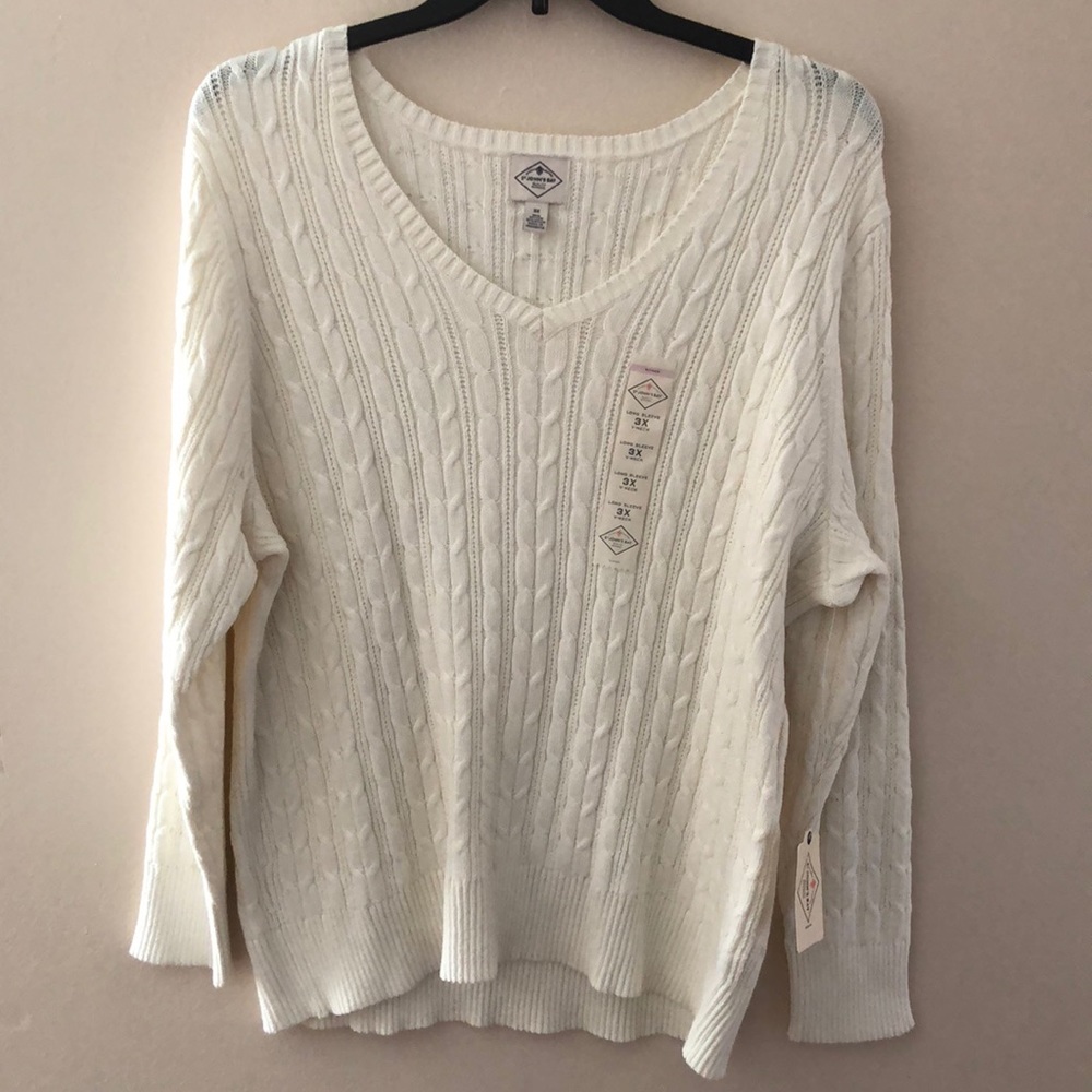 St. John's Bay Cable V-Neck Sweater - Plus - Picture 2 of 4